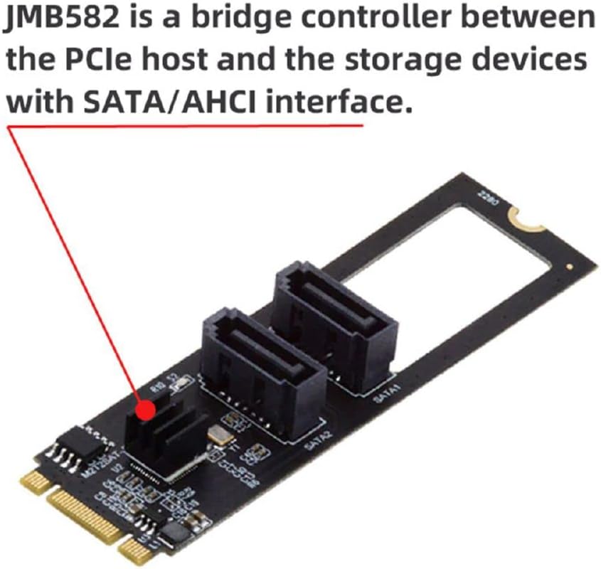 cablecc PCI Express NGFF Key B+M zu SATA 3.0 6 Gbps Dual Ports Vertical Adapter Converter Festplatte