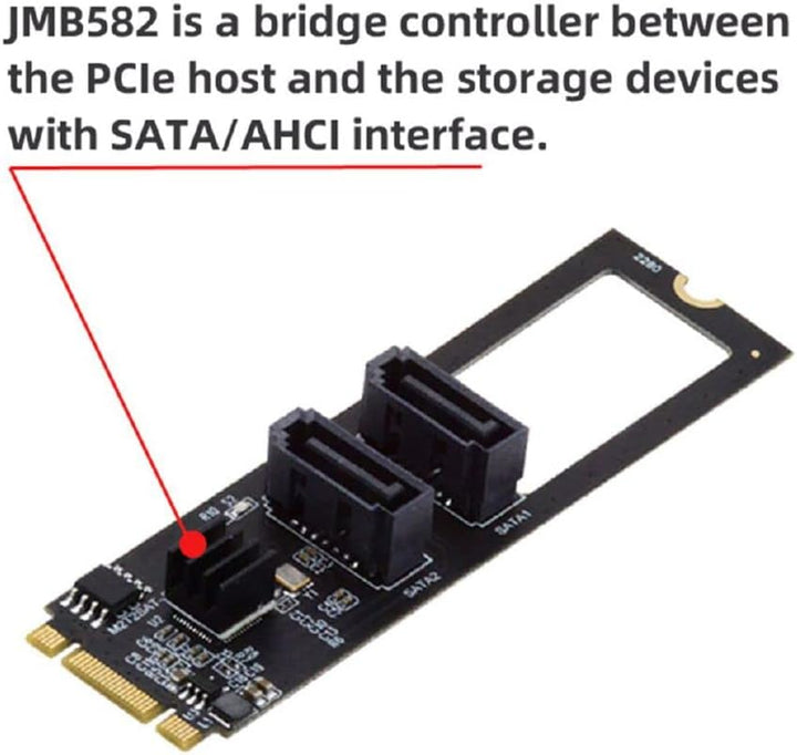 cablecc PCI Express NGFF Key B+M zu SATA 3.0 6 Gbps Dual Ports Vertical Adapter Converter Festplatte