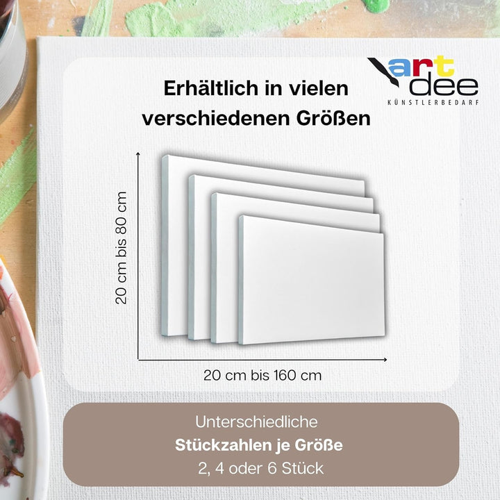 artdee® Keilrahmen 6 Stück (20 x 20 cm) – Kreative Leinwand für deine Kunstwerke – Leinwand zum Bema