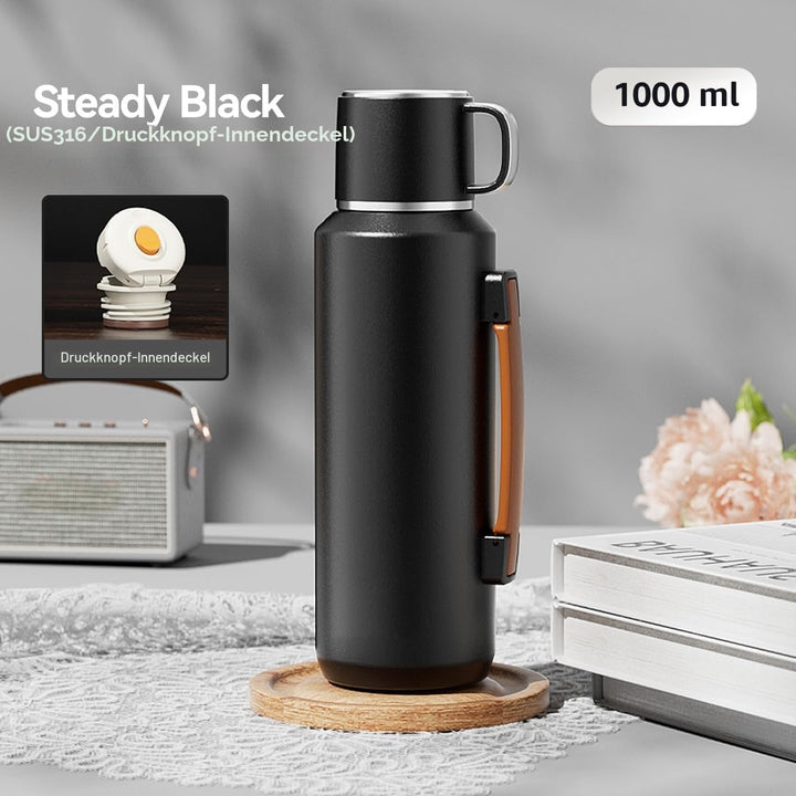 Simcat 1000ml Thermoskanne Thermosflasche 316 Edelstahl, Edelstahl Trinkflasche (hält 24 Stunden), T