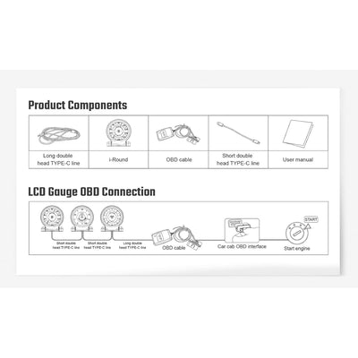 Obd2 Anzeige, Smart OBD2 Anzeige LCD Turbo Boost Wassertemperatur U/min Öltemperatur Öldruck Voltmet