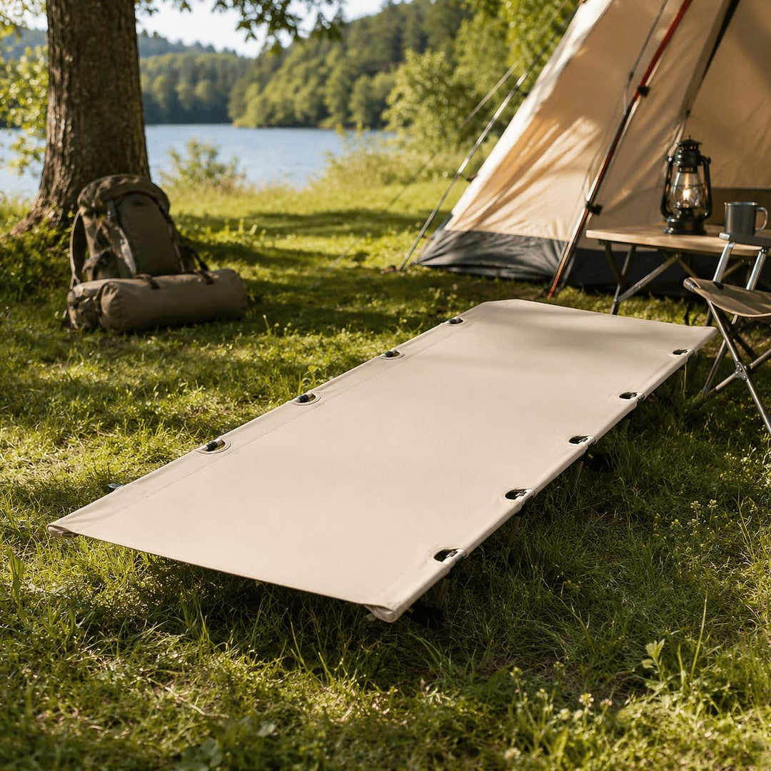 MidGard hochwertiges Feldbett, ultraleichtes Outdoorbett, klappbares Campingbett aus Aluminiumlegier
