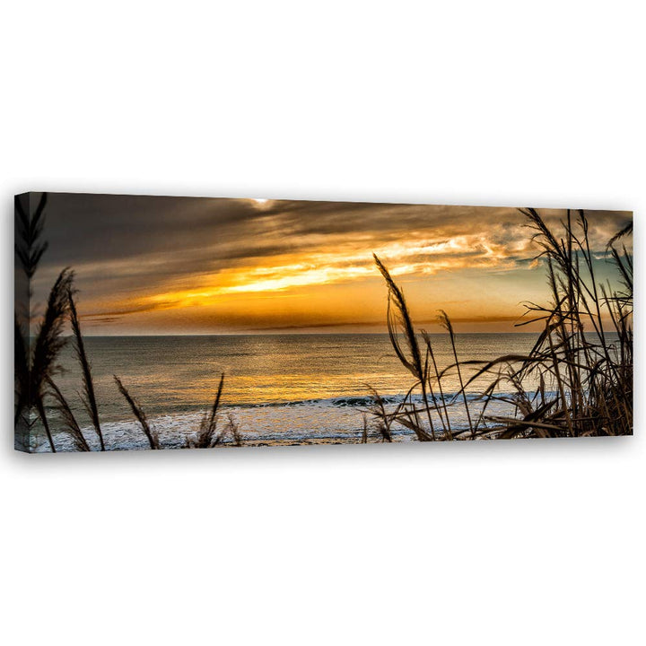 Feeby Bild auf Leinwand Meer Kunstdruck modern Landschaft Orange 90x30 cm Leinwandbild 90x30 cm Oran