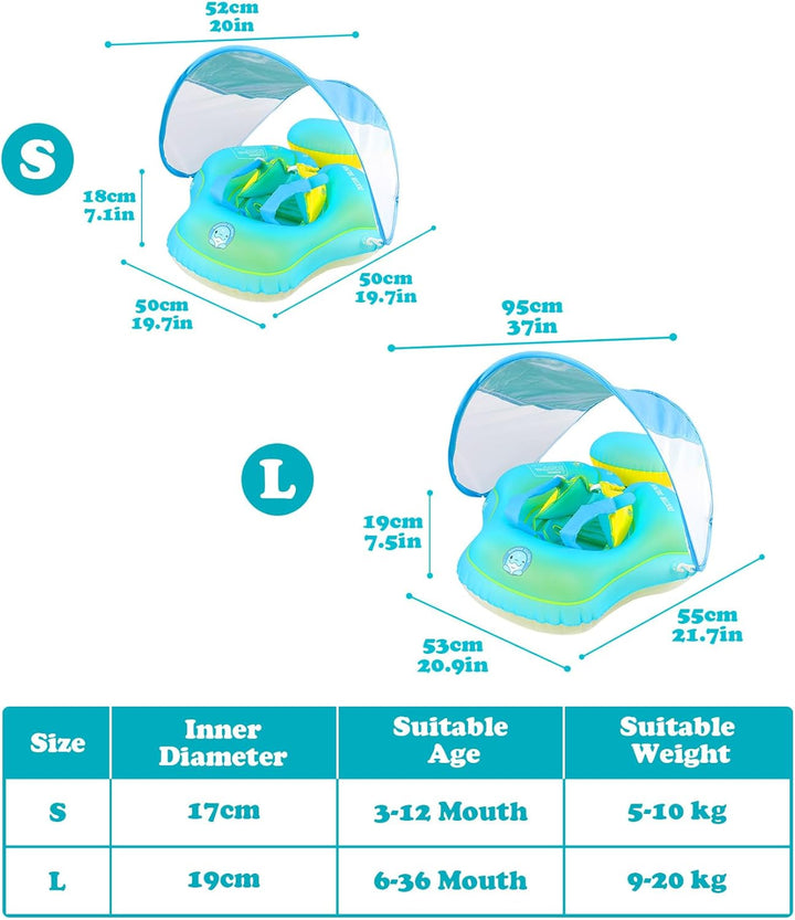 Schwimmring Baby mit Abnehmbarem Sonnenda UPF50+, Baby Schwimmhilfe für den Pool, Float Aufblasbare，