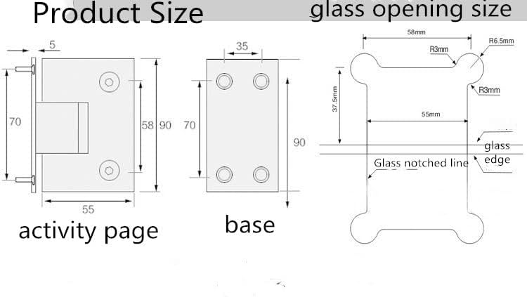 WANLIAN Heavy Duty 90 Grad Glastür Schrank Vitrinenschrank Klemme Glasduschtüren Scharnier Ersatztei