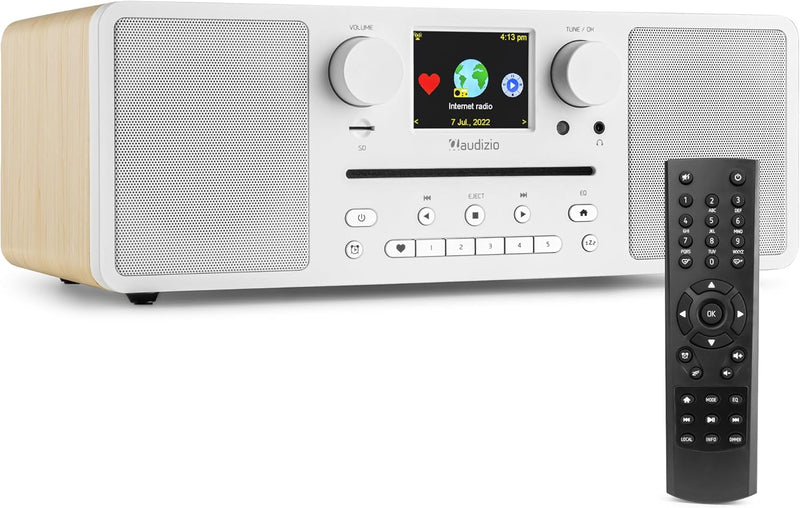 Audizio Naples - DAB Radio mit CD Player, Bluetooth, Internetradio WLAN, Fernbedienung, 60 Watt, UKW