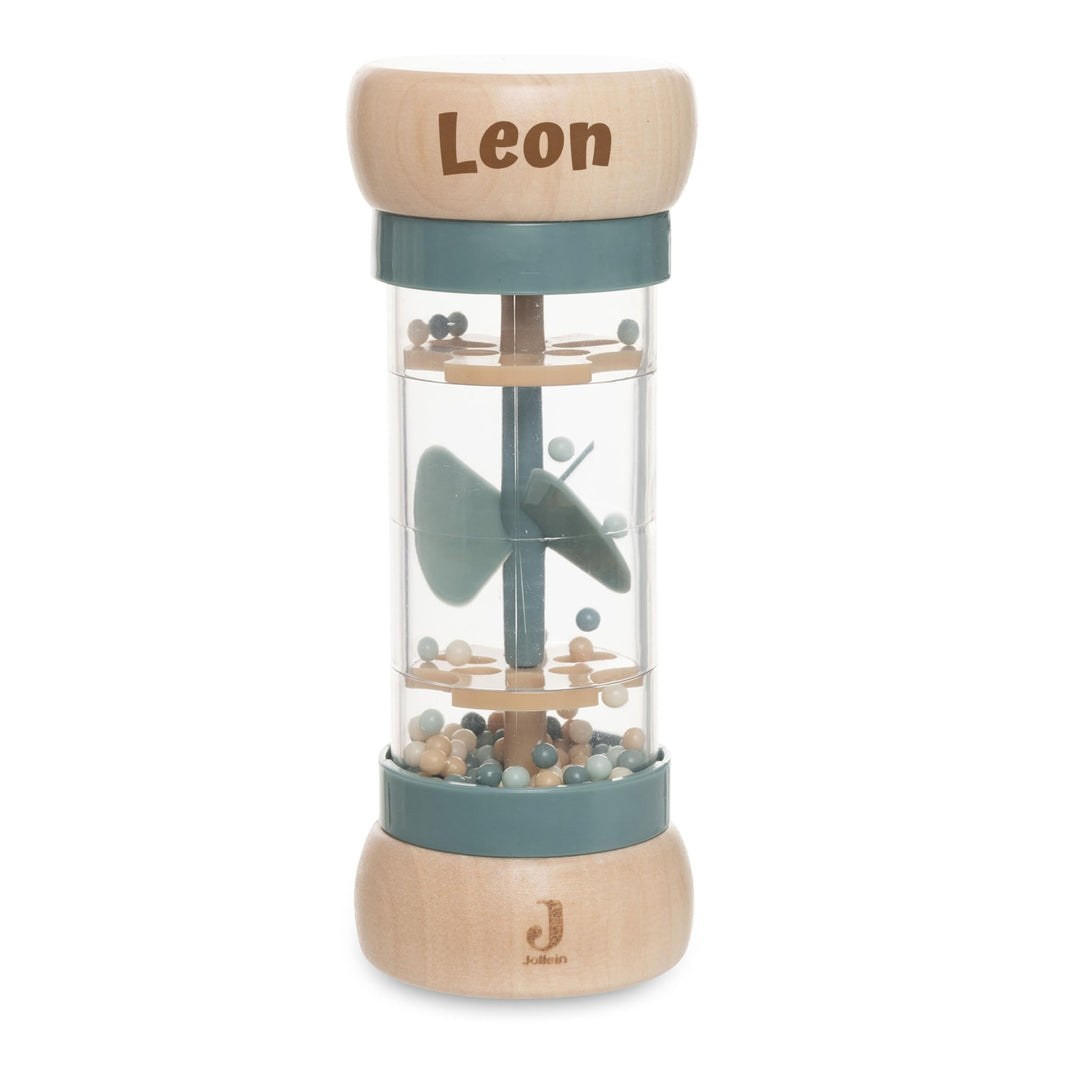 Regenmacher personalisiert mit Name – FSC Holz Baby Rassel ab 3 Monate – Geschenk zur Geburt, Taufe,