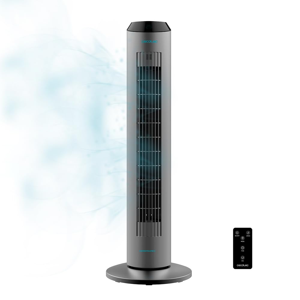 Cecotec Digitale Turmventilator mit Fernbedienung und Timer EnergySilence 8190 Skyline Ionic, 60 W,