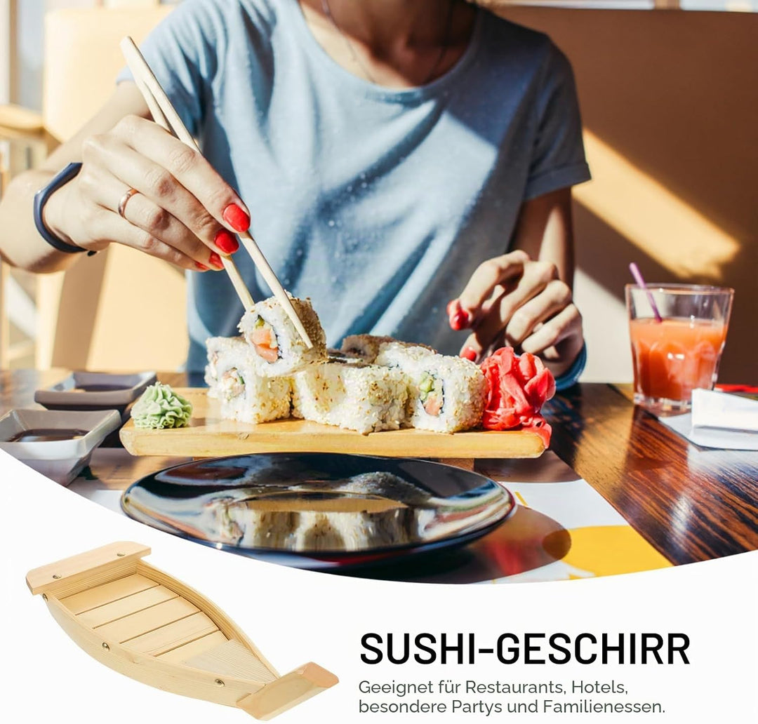 Toyvian Holz Sushi Servierplatte Boot form Grosses Japanisches Snacktablett Sashimi Platte Für Resta