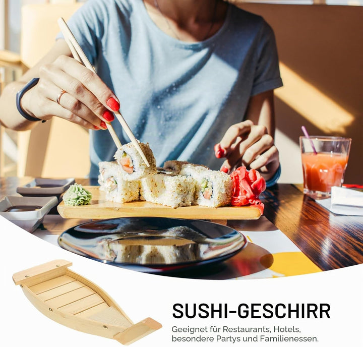 Toyvian Holz Sushi Servierplatte Boot form Grosses Japanisches Snacktablett Sashimi Platte Für Resta