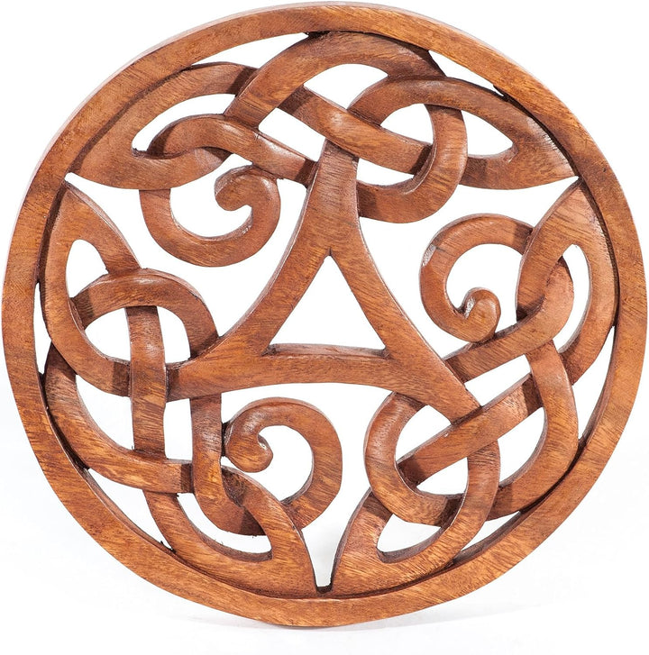 Windalf Handmade Celtic Wanddeko Alesia Ø 22 cm Keltische Triskele Irische Deko Geschnitzes Ornament