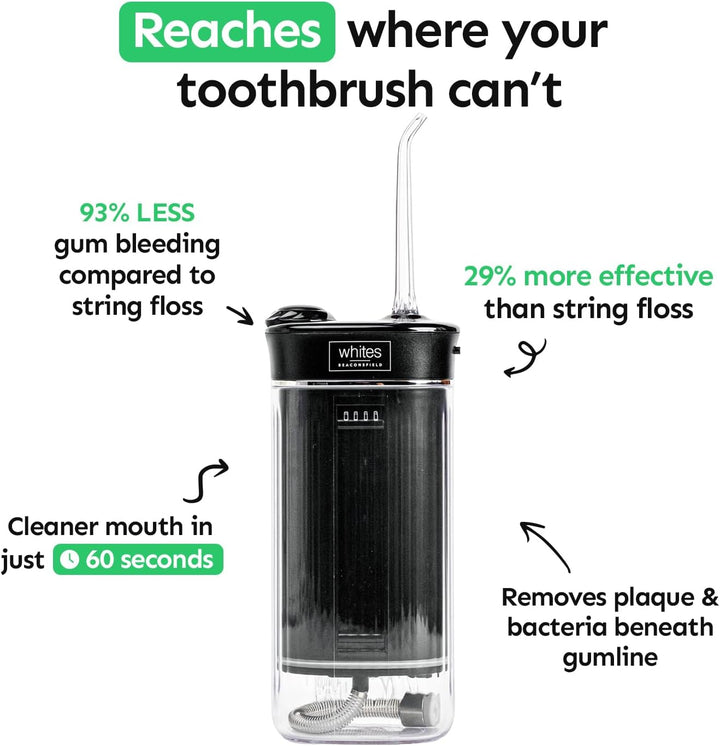 Whites Beaconsfield Dental Water Flosser — Tragbare wasserdichte Munddusche für Zähne &amp; Zahnfleisch,