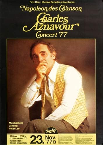 Charles Aznavour - Napoleon des Chanson, Wiesbaden 1977 » Konzertplakat/Premium Poster | Live Konzer