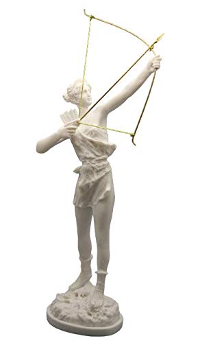 Greekartshop Artemis Diana Statue mit Schleife griechische römische Göttin Statue Skulptur aus Marmo