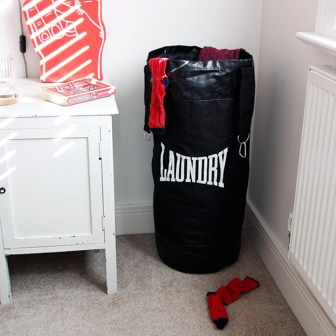 SUCK UK - WÄSCHEKORB | PUNCHING BAG| WASCHBEHÄLTER | GESCHENK | WÄSCHESACK| BOXSACK Schwarz, Schwarz