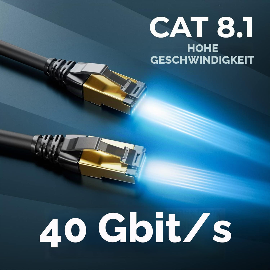deleyCON 10x 1m CAT8.1 Patchkabel Netzwerkkabel Datenkabel S/FTP PIMF 2000 MHz 40 Gbit RJ45 LAN DSL