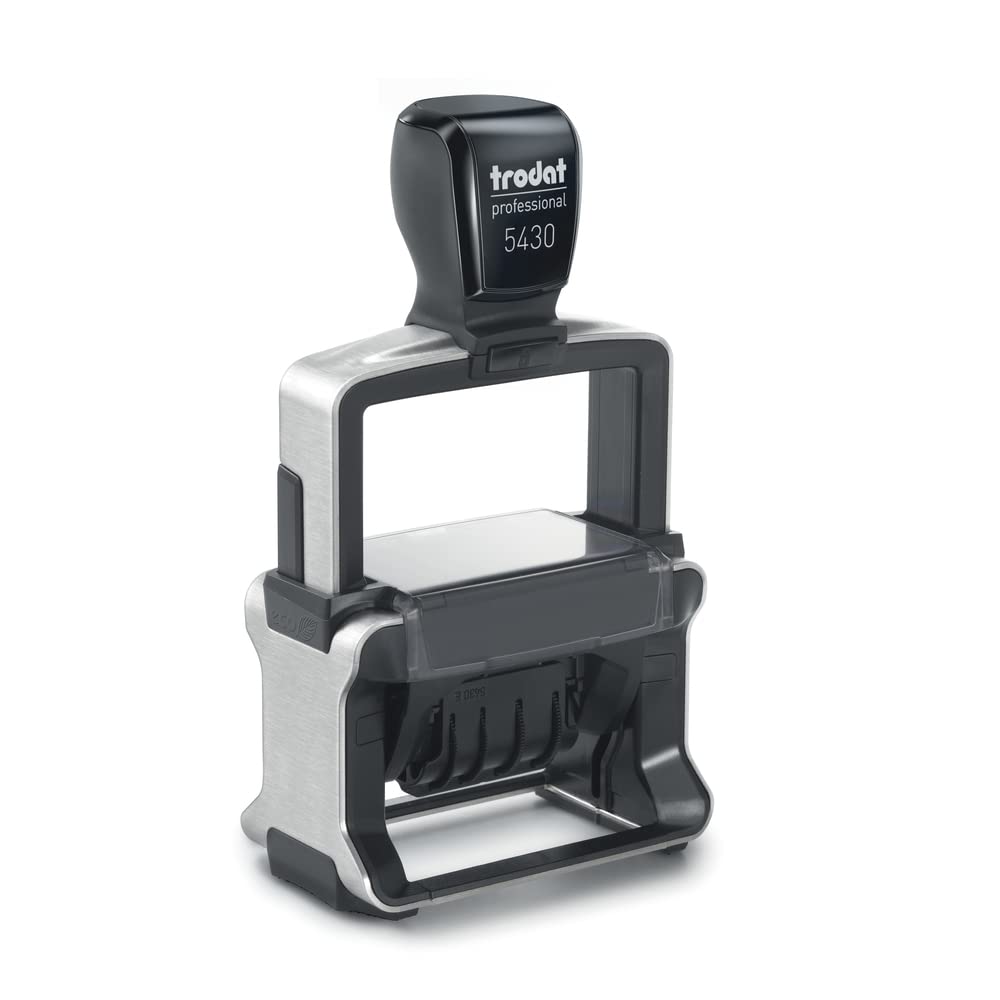 Trodat Professional Datumstempel 5430, selbstfärbend, mit Text Gebucht, Abdruck 41 x 24 mm, Blau und