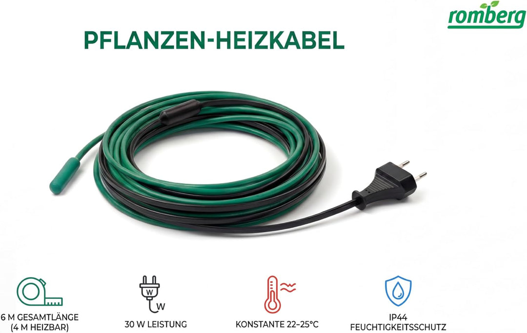 Romberg Heizkabel M 6 m (4 m heizbar) 30 Watt - 12093109, Grün / Schwarz