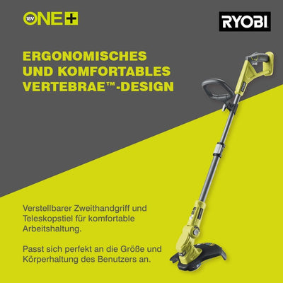 Ryobi OLT1832 ONE+ Kabelloser Rasentrimmer, 25—30 cm Weg (Zero Tool), 18 V, hypergrün (Batterie, Lad