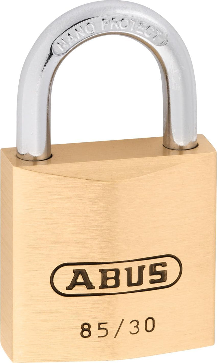 ABUS Vorhängeschloss Messing 85/30 - für Kellertüren, Schuppen u. v. m. - wetterfest - Messing-Schlo