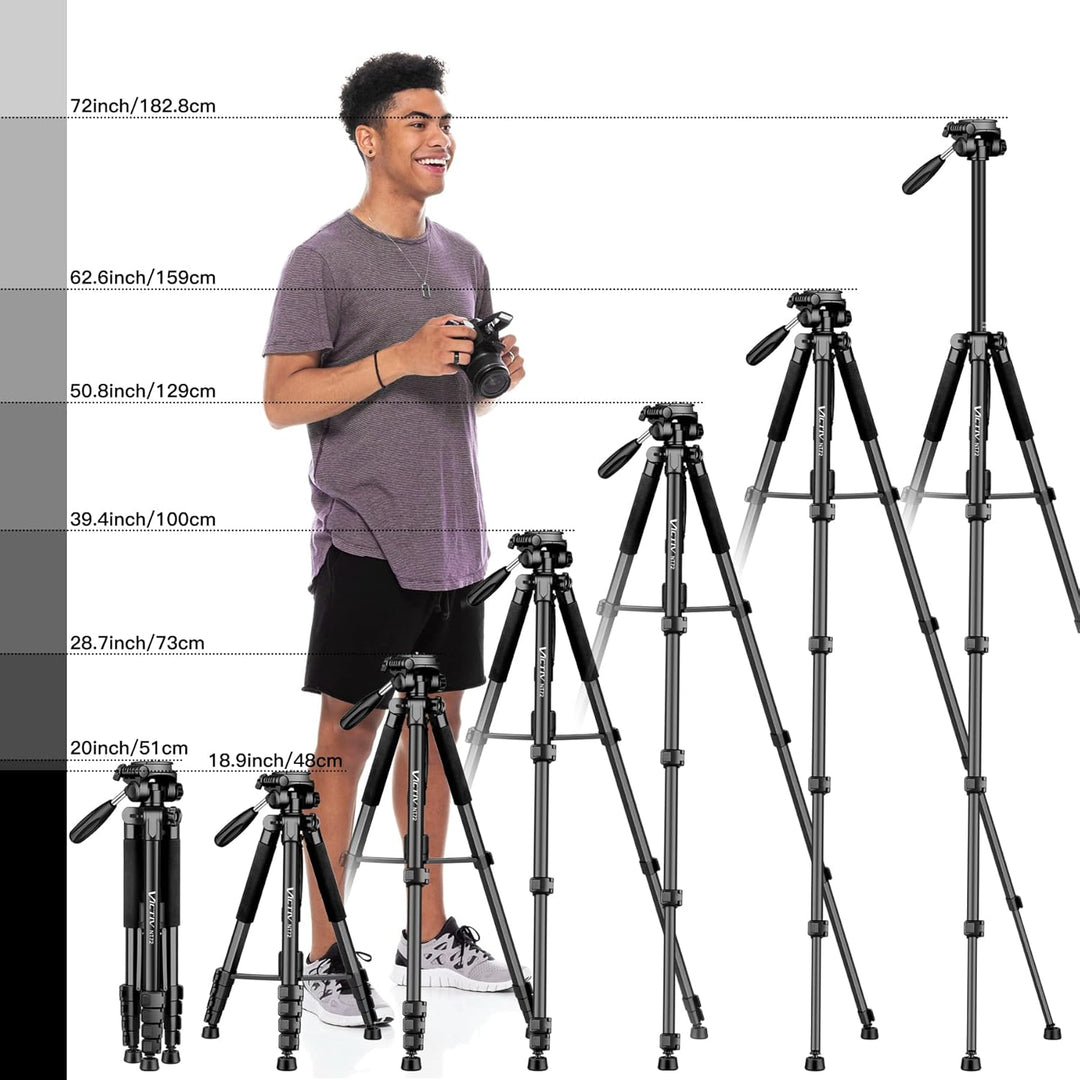 Victiv stativ Kamera 182 cm Aluminium Kamerastativ Einbeinstativ T72 Tripod- Leicht und Kompakt Reis