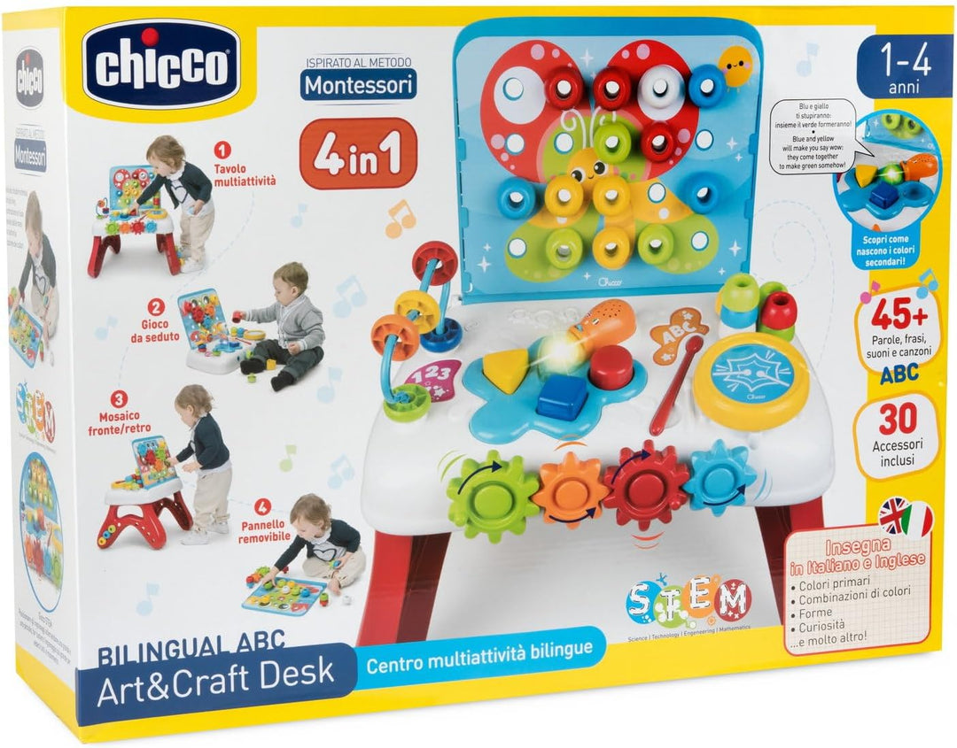 Chicco, Art&Craft Desk, Multiaktivitätstisch, Elektronisch Zweisprachig, Lichter, Geräusche, Sätze,
