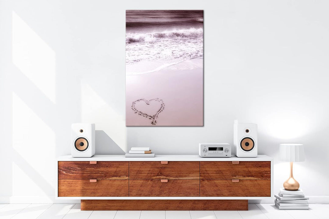 deyoli Herz am Strand Format:90x60 cm als Leinwandbild, Motiv fertig gerahmt auf Echtholzrahmen, Hoc