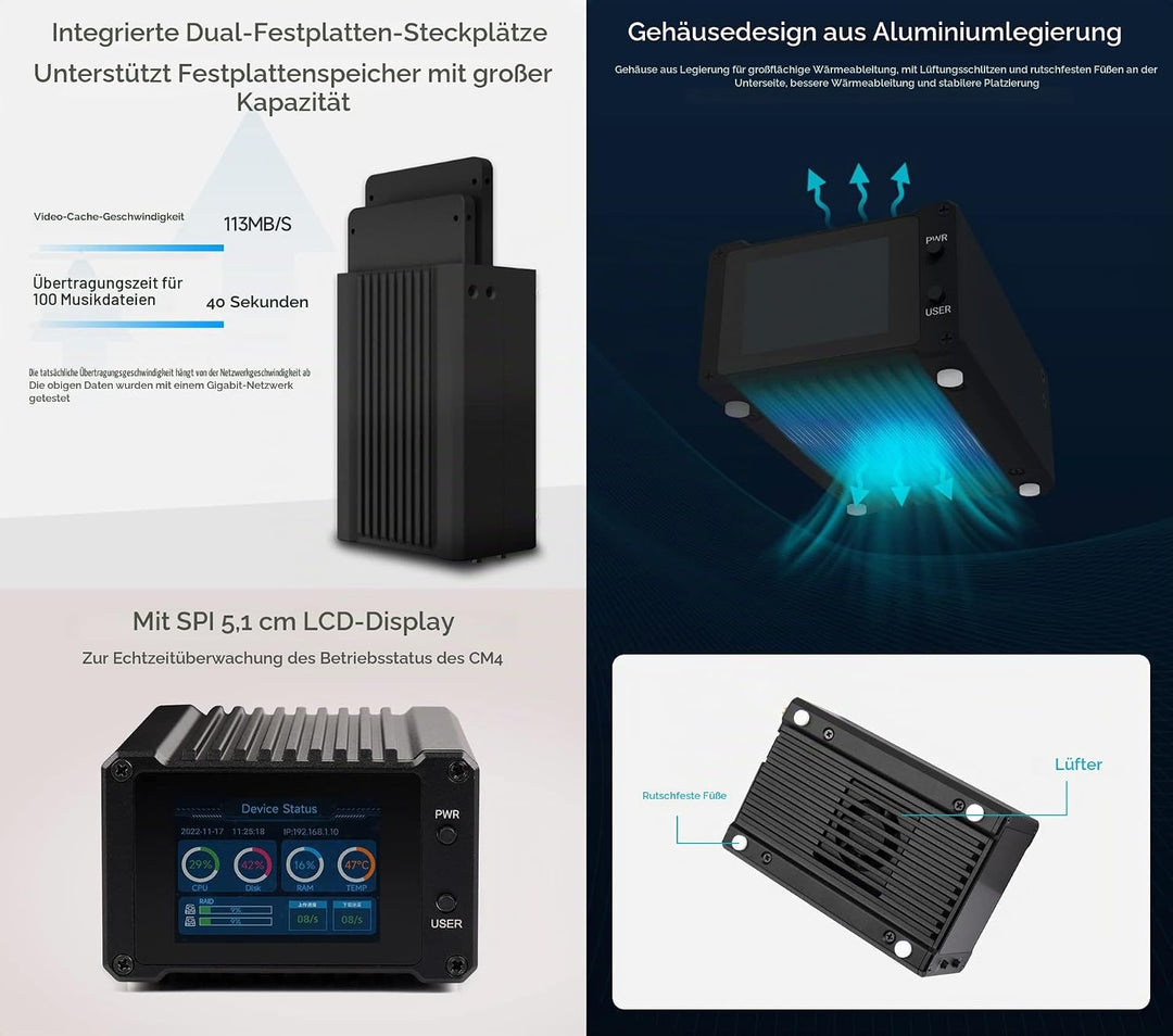 Network Attached Storage(NAS) All-In-One Mini-Computer Compatible with Raspberry Pi Compute Module 4