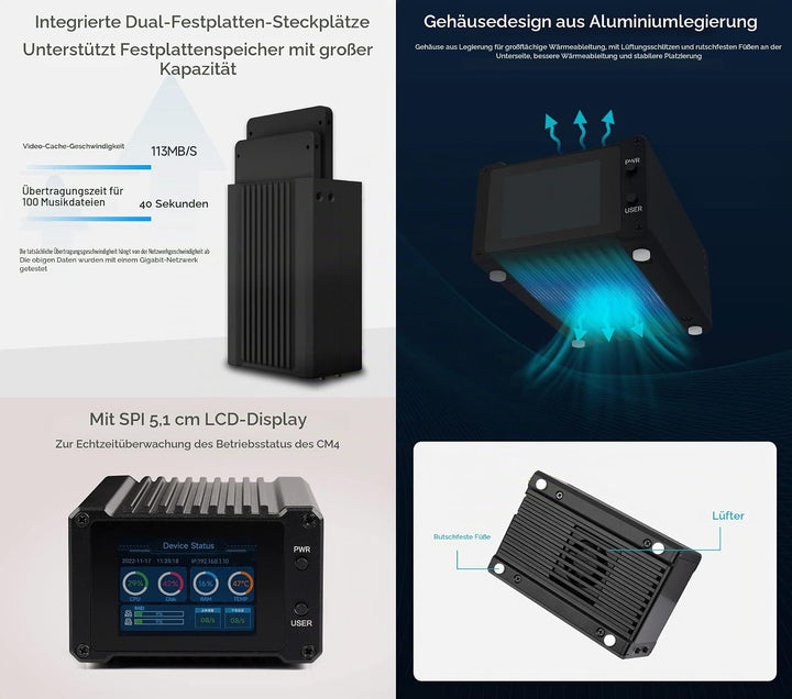 Network Attached Storage(NAS) All-In-One Mini-Computer Compatible with Raspberry Pi Compute Module 4