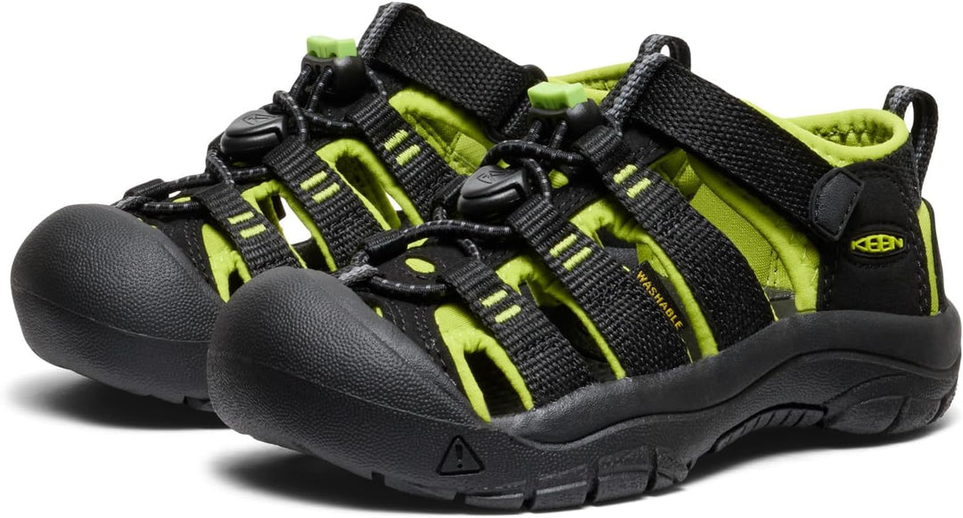 KEEN Unisex Kinder Newport H2 Sandalen 29 EU Black Lime Green, 29 EU Black Lime Green