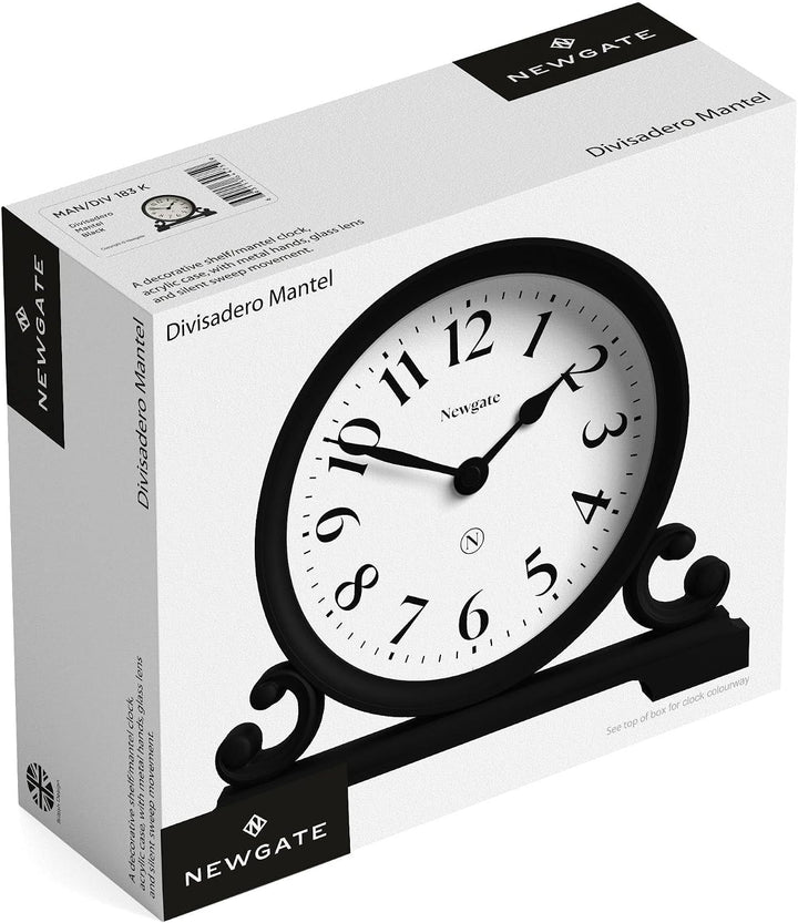 NEWGATE® Divisadero Kaminsims Uhr | Traditionelles doppelschnecken Design | Schwarz | Klassischer St