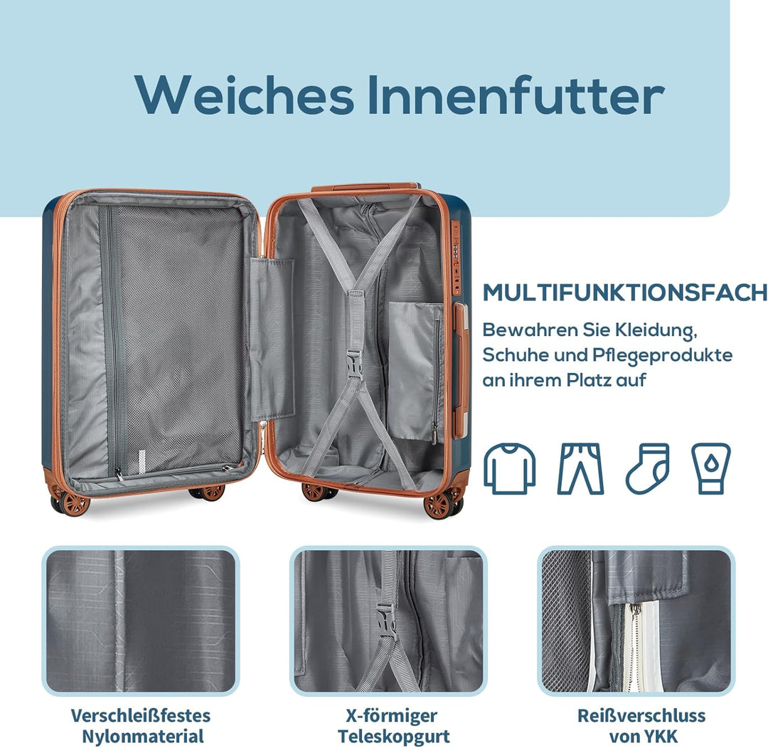 Joyway Koffer Trolley Reisekoffer Koffer, Hartschale Handgepäck Koffer mit USB-Anschluss und Getränk