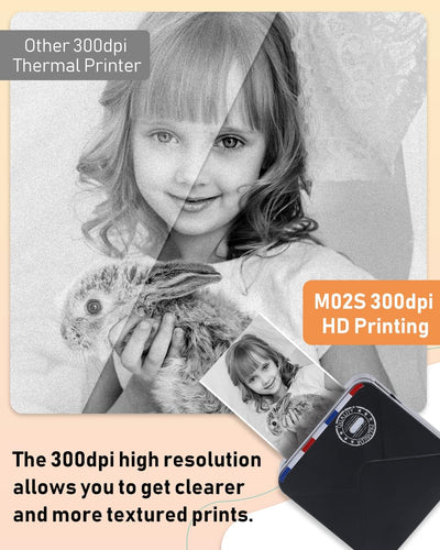 Phomemo M02S 300 DPI Thermodrucker, Taschendrucker Mini Drucker für Handy, Kompatibel mit 15, 25, 53