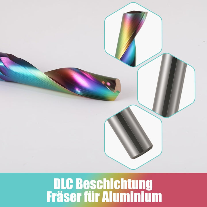 3 PCS CNC-Fräser für Aluminium mit einer Nut, 4mm Schaft Schaftfräser Spiralfräser Bit VHM mit DLC-B
