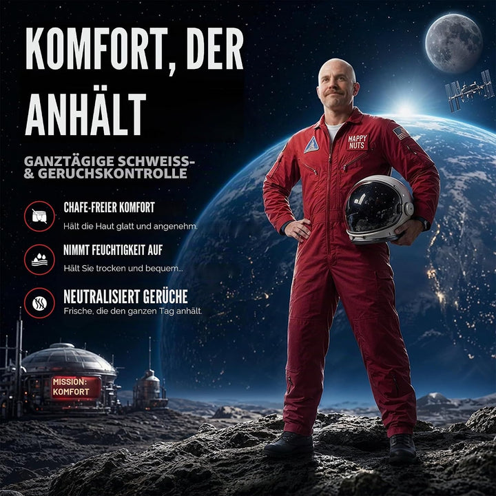 Happy Nuts Comfort Powder – Anti-Scheuern, Schweissabwehr und Geruchskontrolle für Leiste, Füsse und