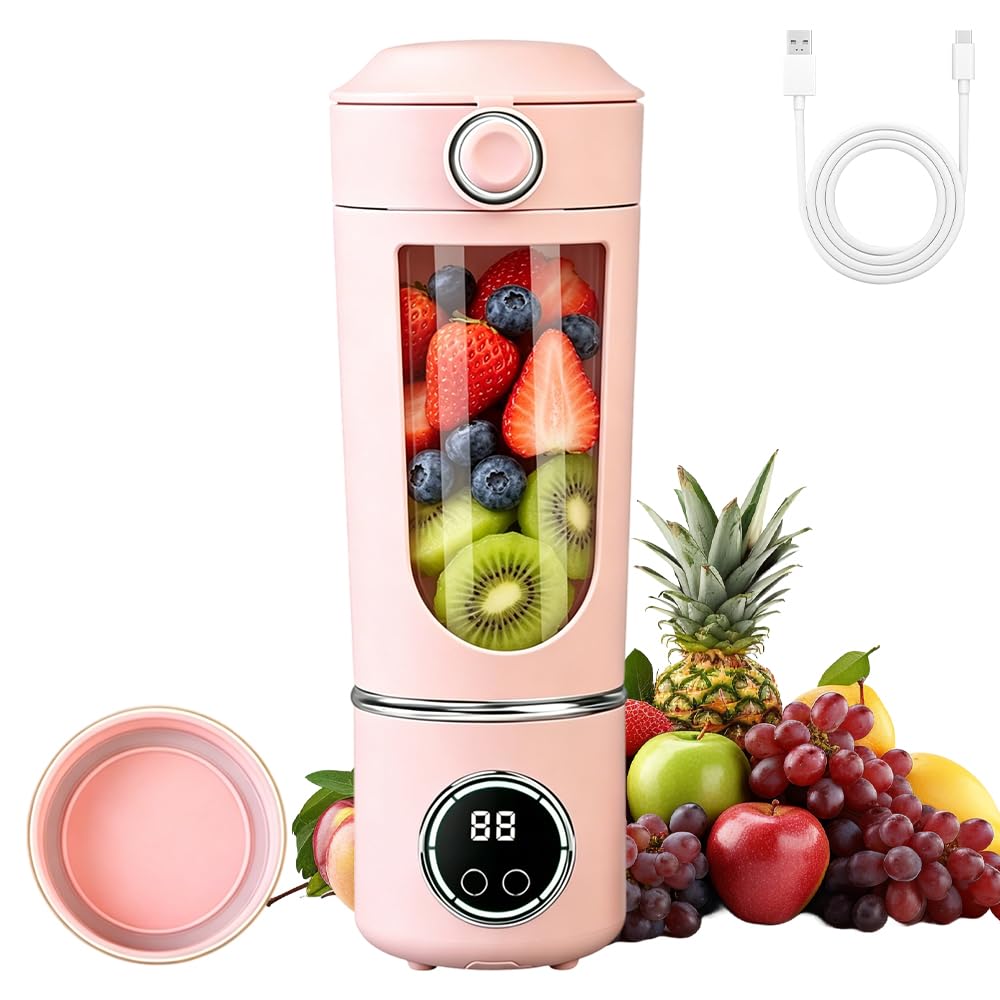 Tragbarer Mixer 700ml, Wiederaufladbar Mini Mixers with Digital Display, Mixer to Go for Milkshakes,