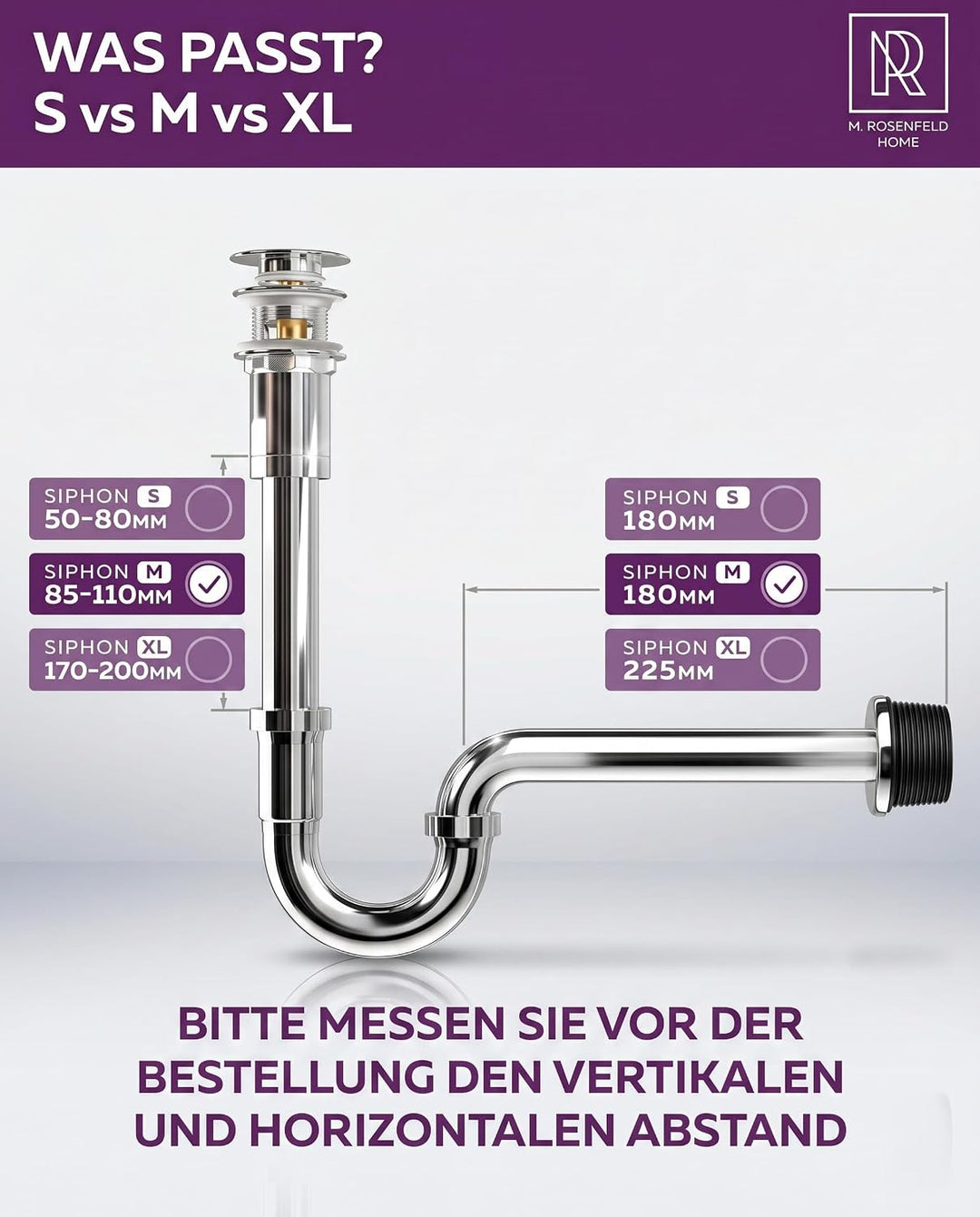 Röhrensiphon Waschbecken aus Messing + Chrom Ablaufgarnitur POP UP Ventil mit Überlauf + Strahlregle