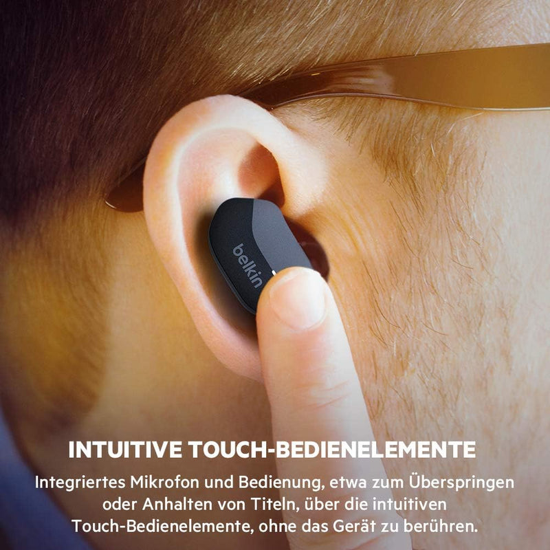 Belkin SoundForm True Wireless In-Ear-Kopfhörer (Bluetooth-Ohrhörer für iPhone, Geräte von Samsung u