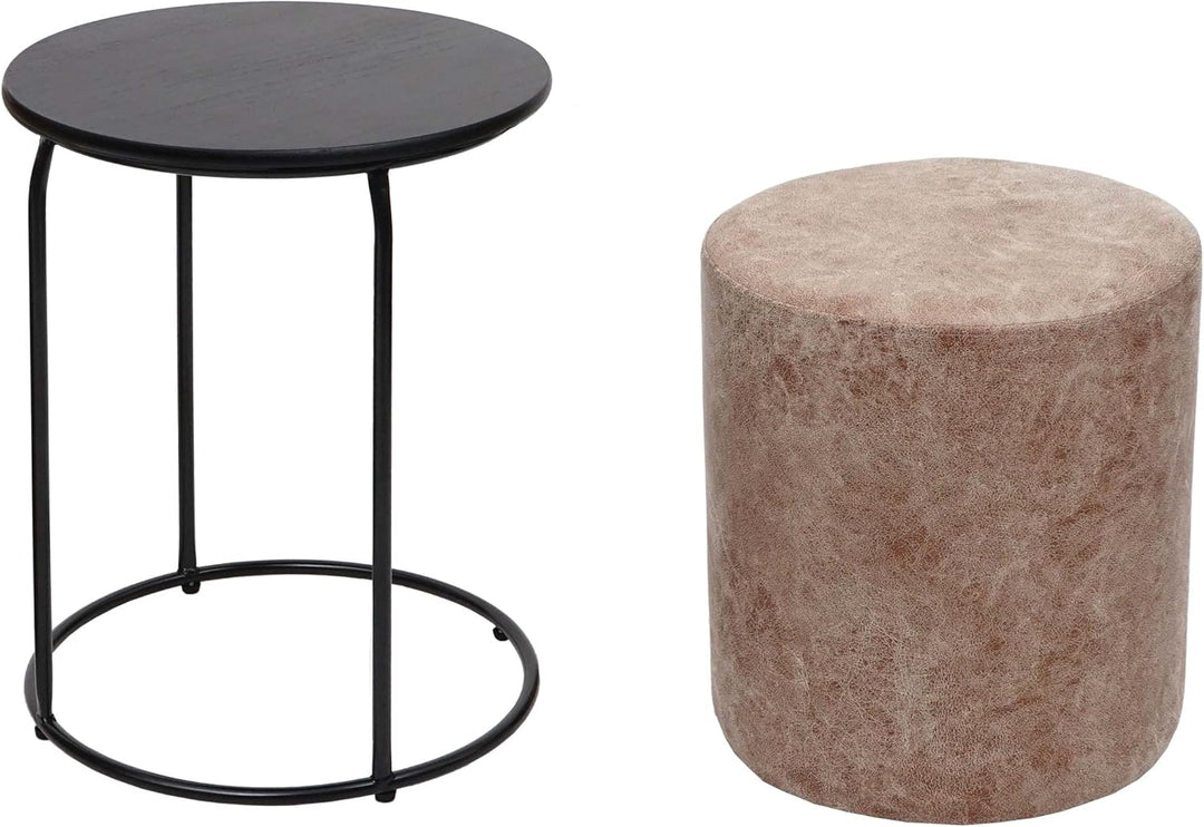 Mendler 2er-Set Sitzhocker und Beistelltisch HWC-K48, Kaffeetisch Tisch Hocker, MVG-Zertifiziert MDF