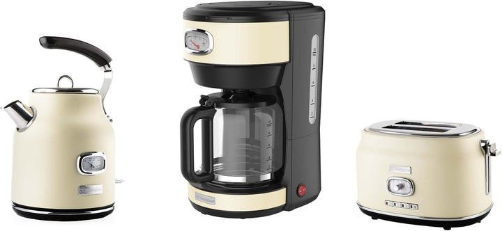 WESTINGHOUSE WES23 Retro Frühstück-Set Weiss Frühstücksset, Metall Frühstück-Set mit 2-Scheiben Toas