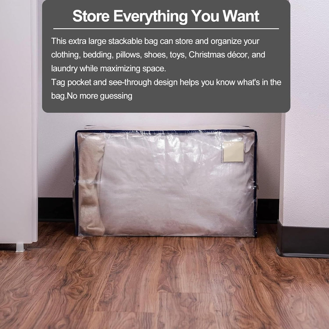 2 Pack Clear Moving Bags Clothing Storage Bag Heavy Duty Moving Totes Packing Bags Transparent Handl