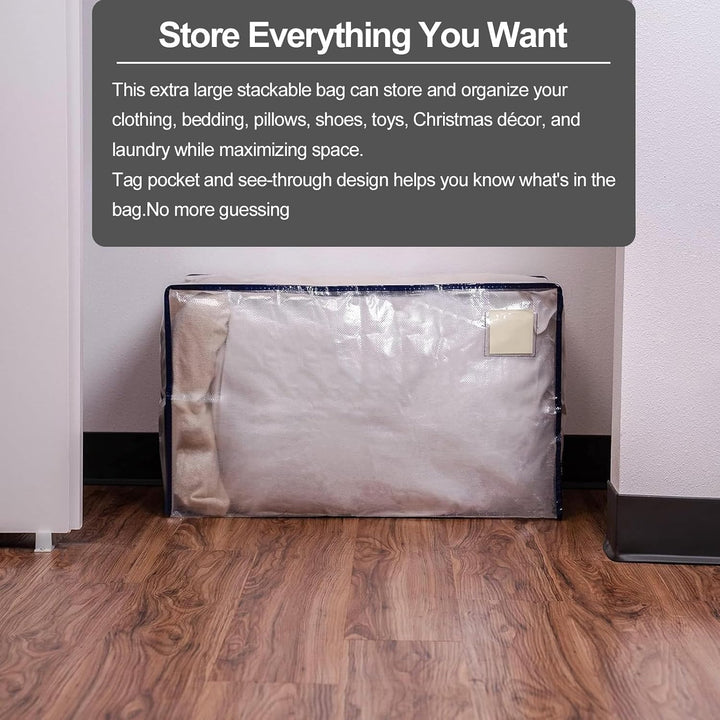 2 Pack Clear Moving Bags Clothing Storage Bag Heavy Duty Moving Totes Packing Bags Transparent Handl