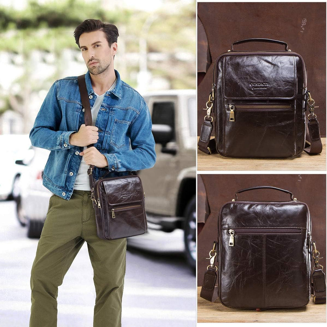 Contacts Männer Kleine Leder Messenger Bag, Echtes Leder Crossbody Tasche Schulter iPad Tasche Reise