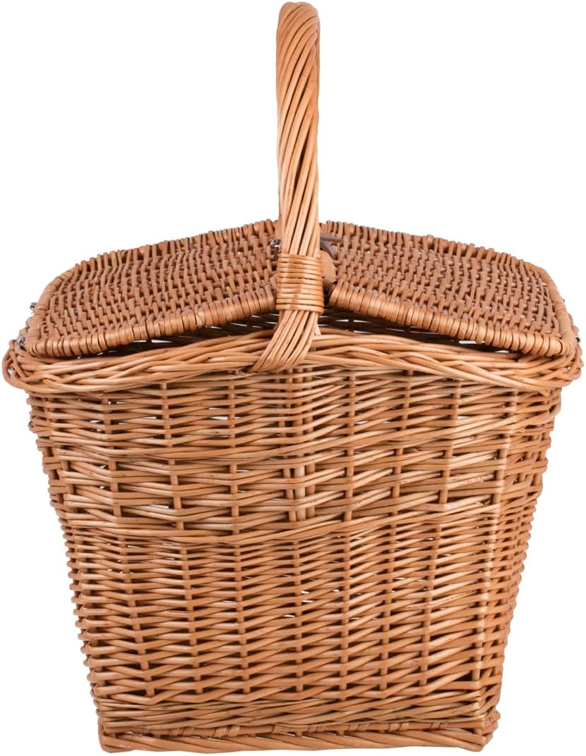 Picknickkorb Weidenkorb mit Deckel grosser Aufbewahrungskorb für Obst und Gemüse Proviantkorb Essens