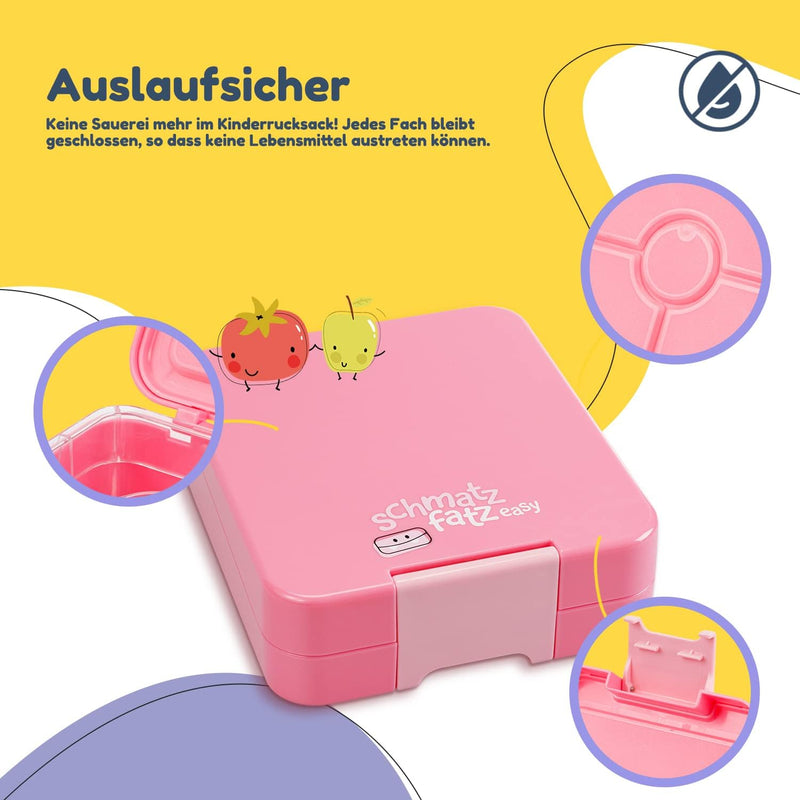 schmatzfatz easy Kinder Snackbox, Brotdose, Brotdose mit Fächern, Bento Box, Brotdose, Lunchbox, Ges