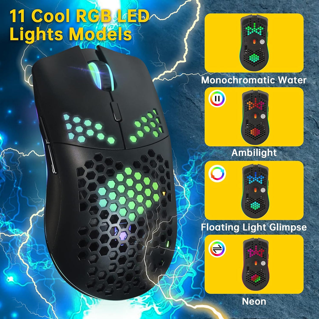 Kabellose Gaming ,Computer-Maus mit Honeycomb-Gehäuse, 11 RGB-Chroma-Hintergrundbeleuchtung, 3.400 D
