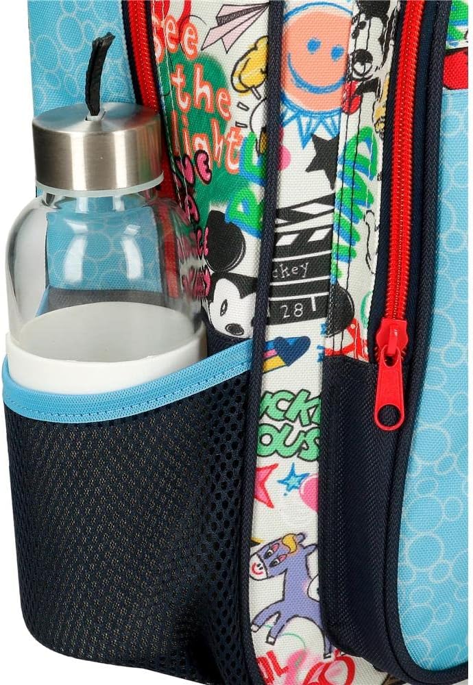 Disney Mickey Be Cool Schulrucksack mit blauem Trolley 30x38x12 cm Polyester 13.68L Rucksack 38 + Tr