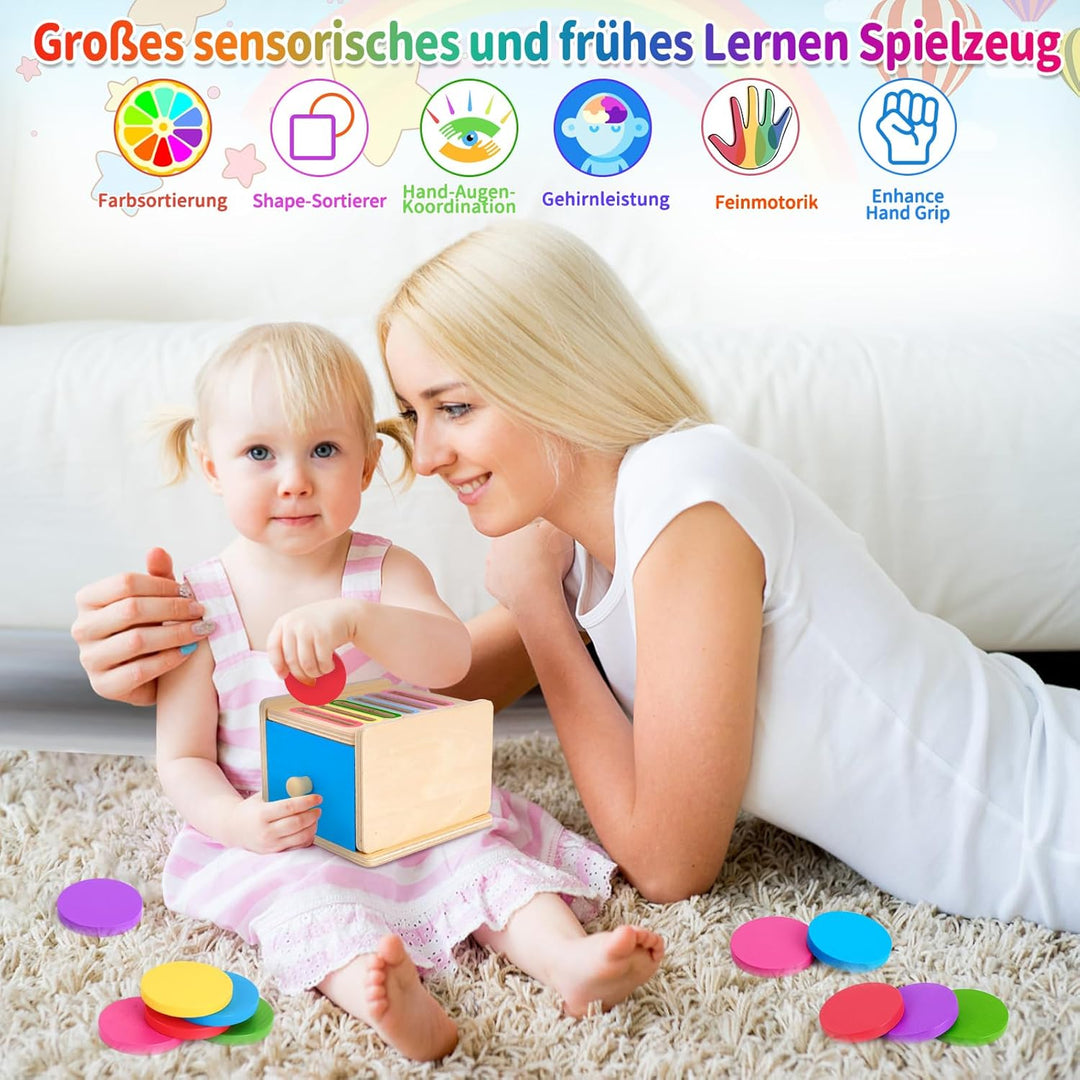 FCSONU Kinder Montessori Spielzeug ab 1 2 3 Jahre Jungen Mädchen, Holzspielzeug ab 1 Jahr, Farbe Sor