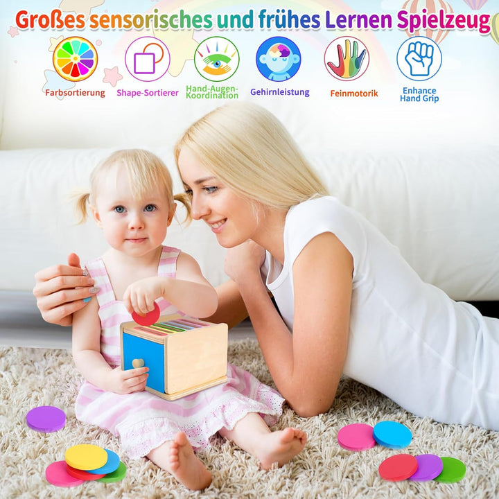 FCSONU Kinder Montessori Spielzeug ab 1 2 3 Jahre Jungen Mädchen, Holzspielzeug ab 1 Jahr, Farbe Sor