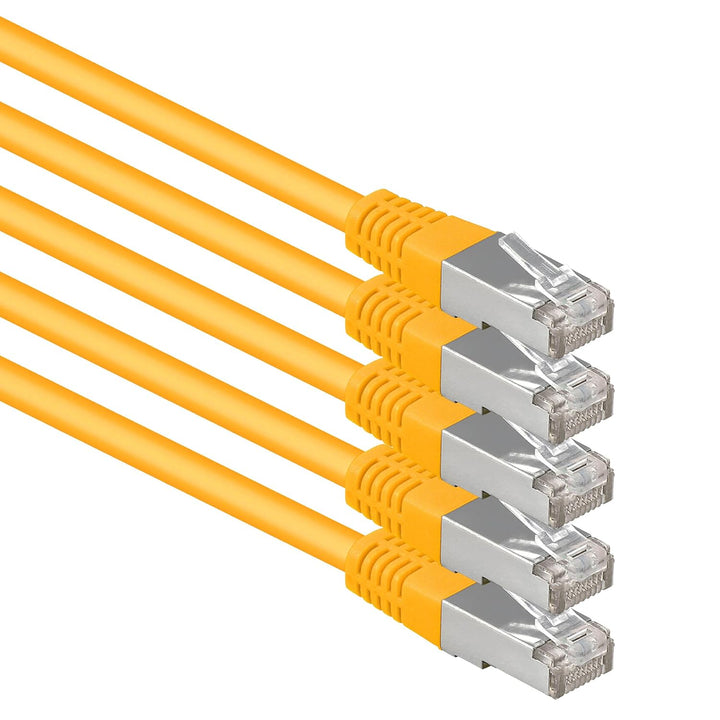 1aTTack.de 7,5m gelb - 5 Stück Cat.6 Patchkabel Netzwerkkabel CAT6 S-FTP Gigabit Lan PIMF CAT 6 Kupf